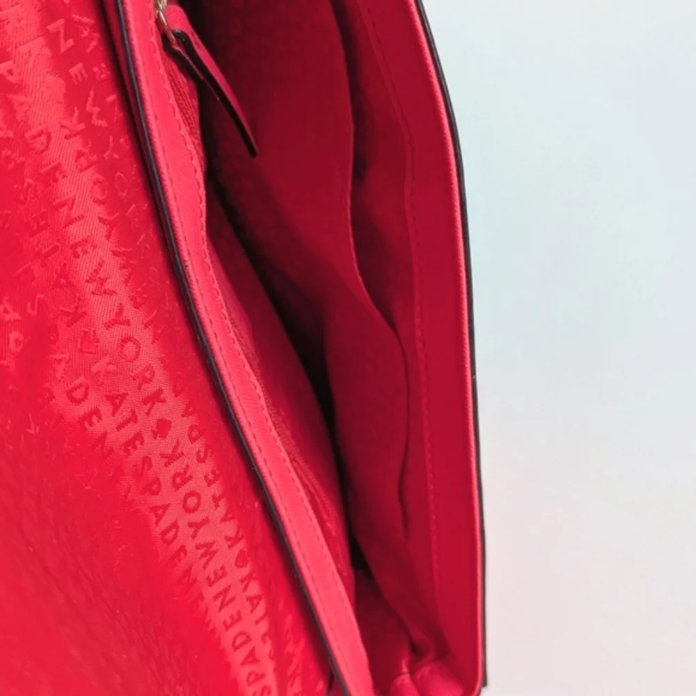 Kate Spade New York Laurel Way Greer Genuine Leather Crossbody Bag Coral Red - Picture 10 of 16